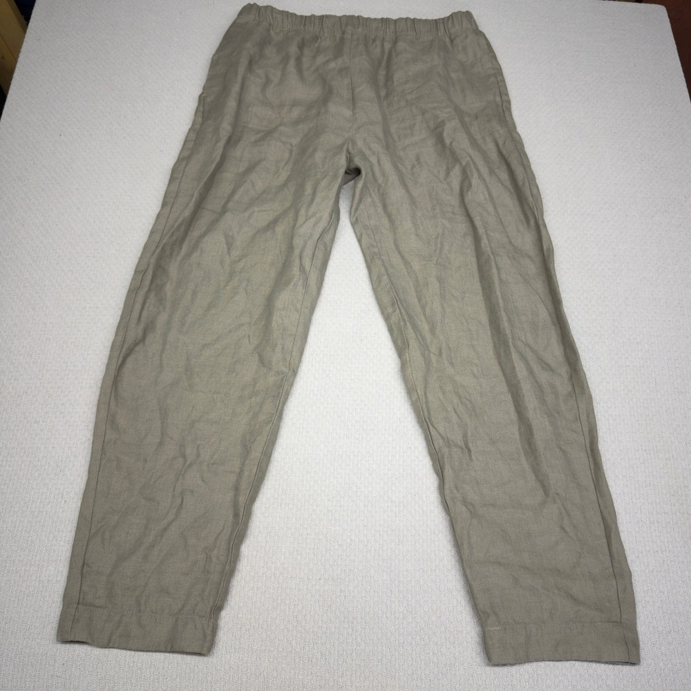 KOTN Linen Pants Mens XL Beige Brown Elastic Waist Breathable Boho Casual